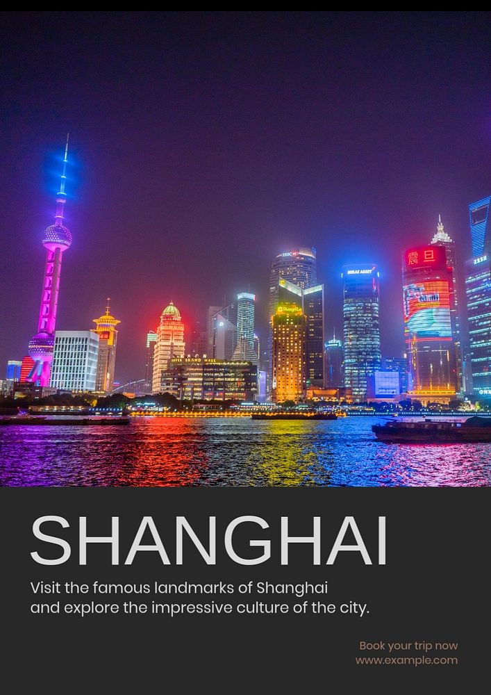 Shanghai  poster template, editable text and design