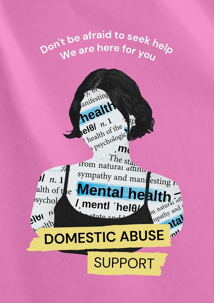 Domestic abuse support  poster template, editable text and design