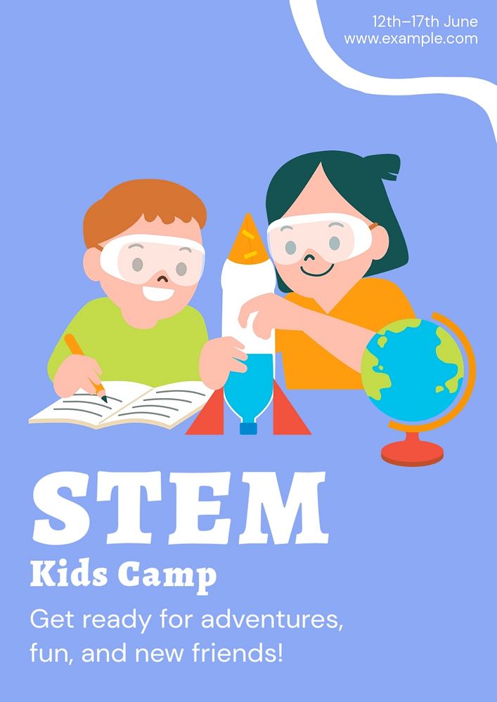 STEM kids camp  poster template, editable text and design