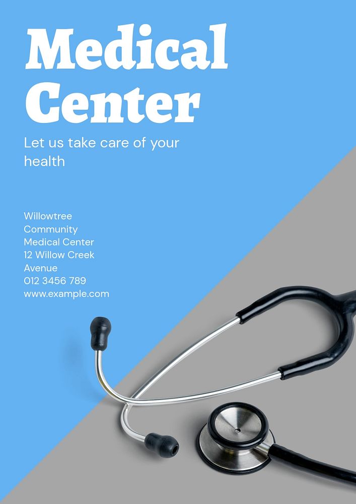 Medical center  poster template, editable text and design