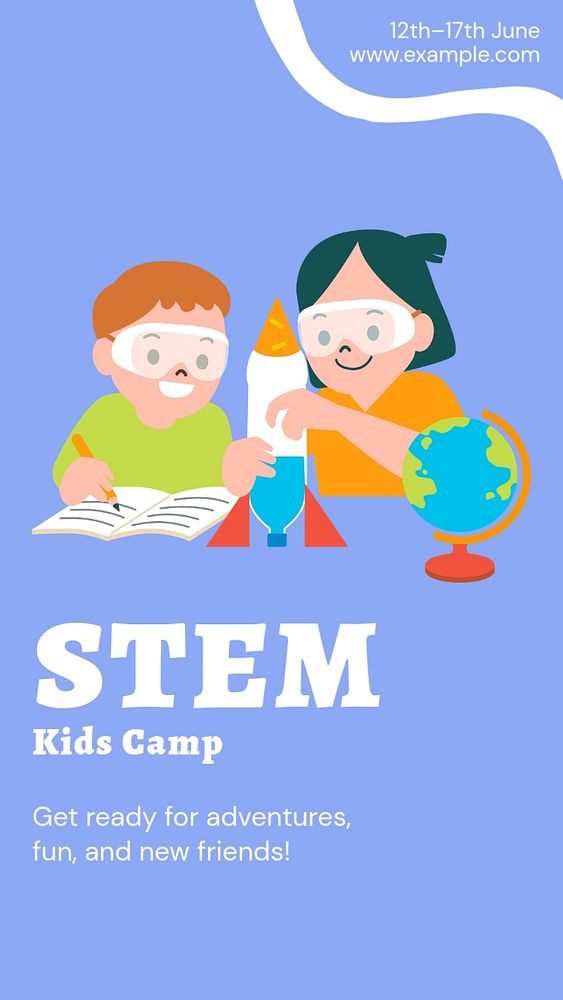 STEM kids camp  Instagram story template, editable text