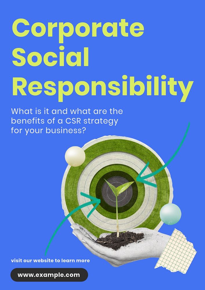 Corporate social responsibility poster template, editable text and design