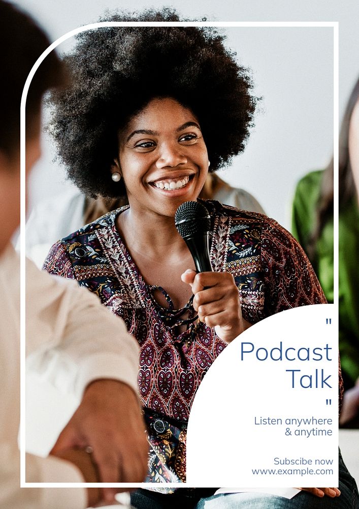 Podcast talk  poster template, editable text and design