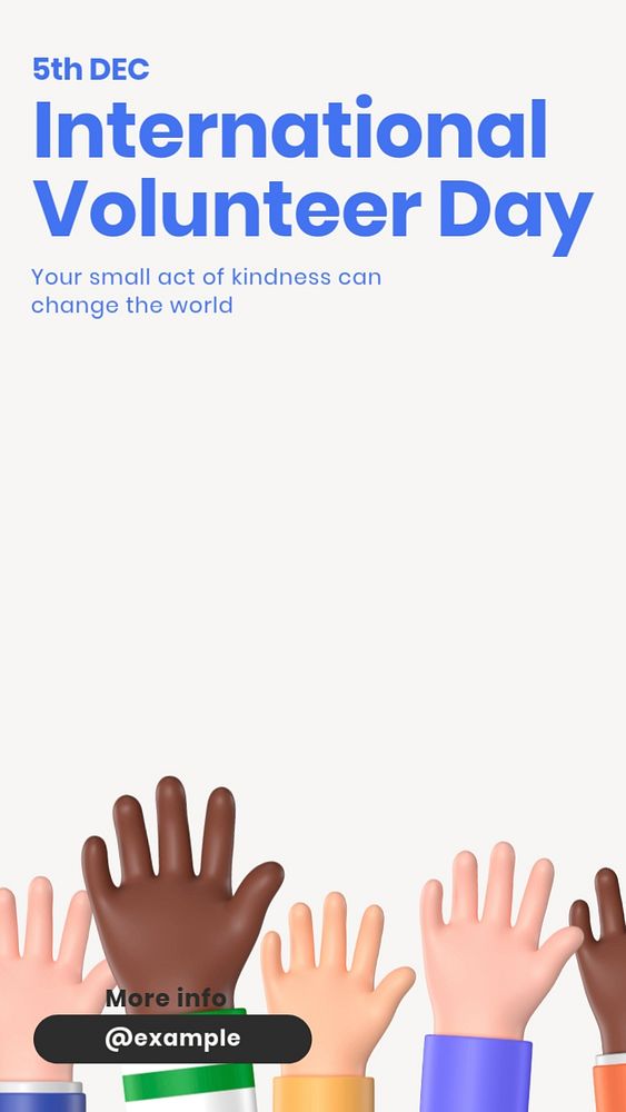 International Volunteer day  Instagram story template, editable text