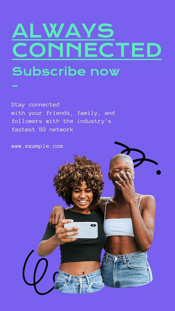 Always connected  Instagram story template, editable text