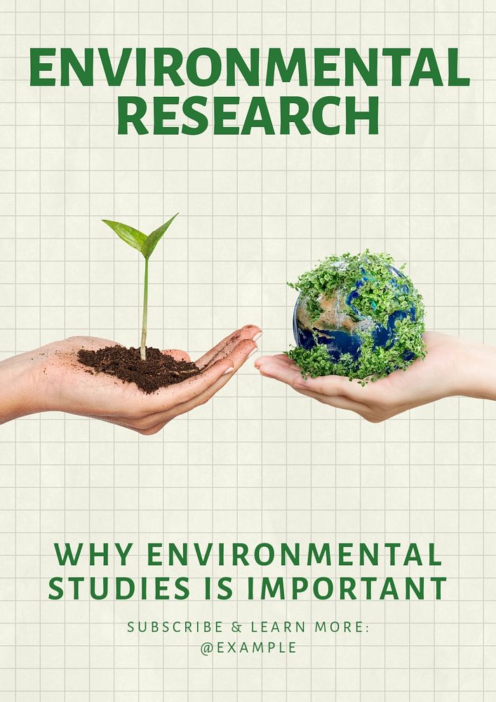 Environmental research  poster template, editable text and design