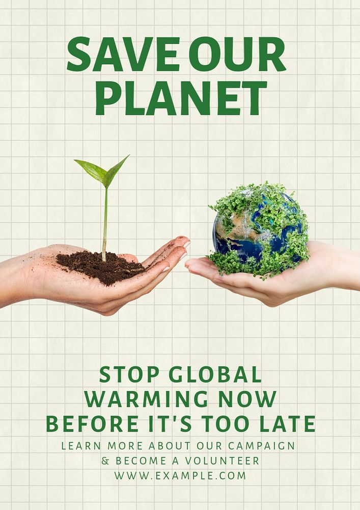 Save our planet  poster template, editable text and design