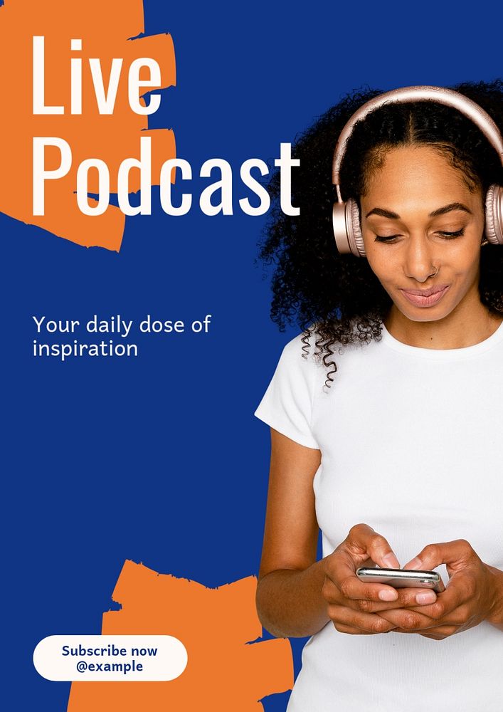 Live podcast  poster template, editable text and design