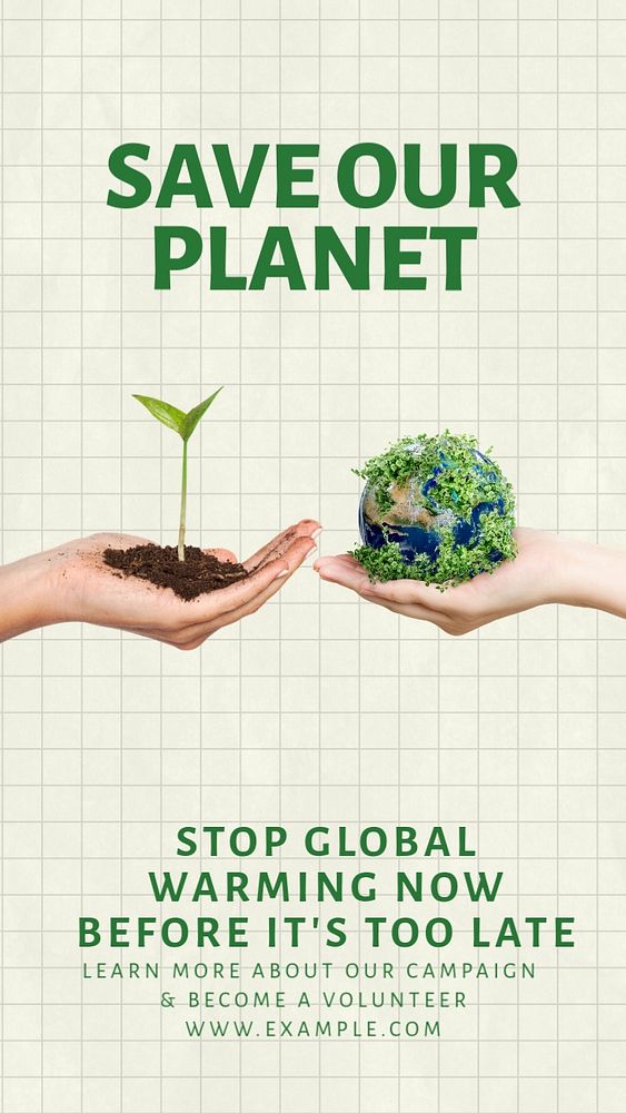 Save our planet  Instagram story template, editable text