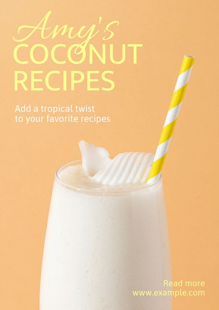 Coconut recipe  poster template, editable text and design