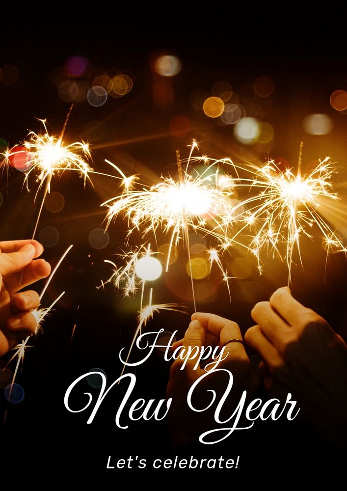 Happy new year  poster template, editable text and design