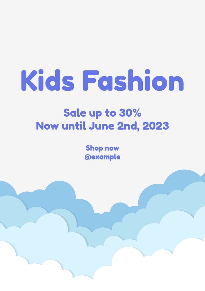 Kids fashion poster template, editable text and design