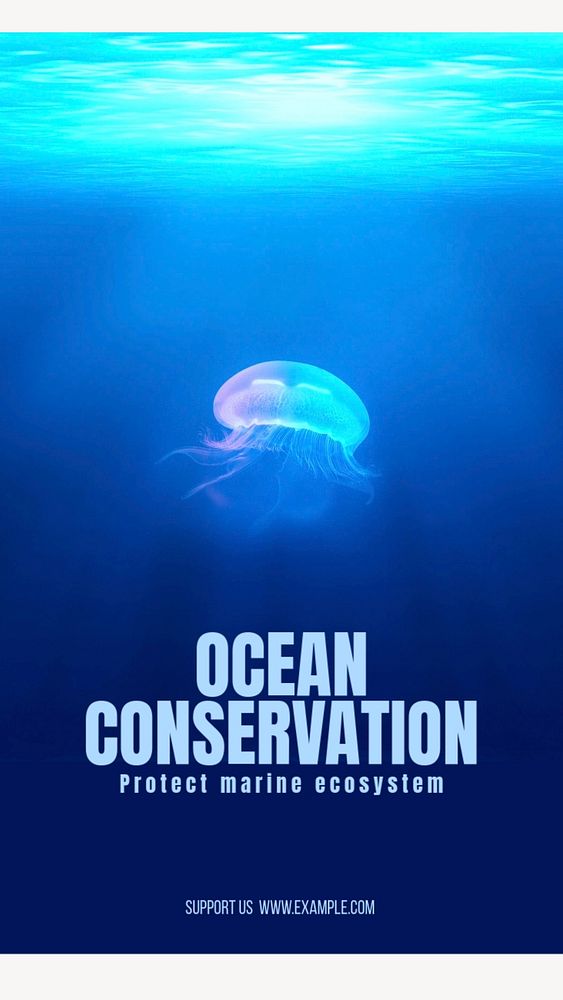 Ocean conservation Instagram story template, editable text