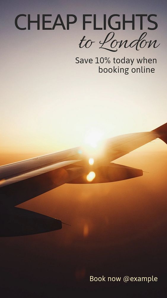 Cheap flights  Instagram story template, editable text