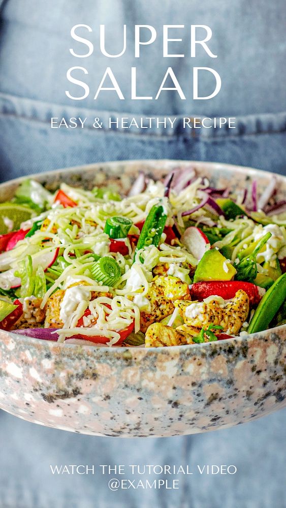 Salad recipe  Instagram story template, editable text