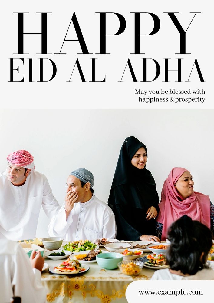 Happy Eid al-Adha  poster template, editable text and design