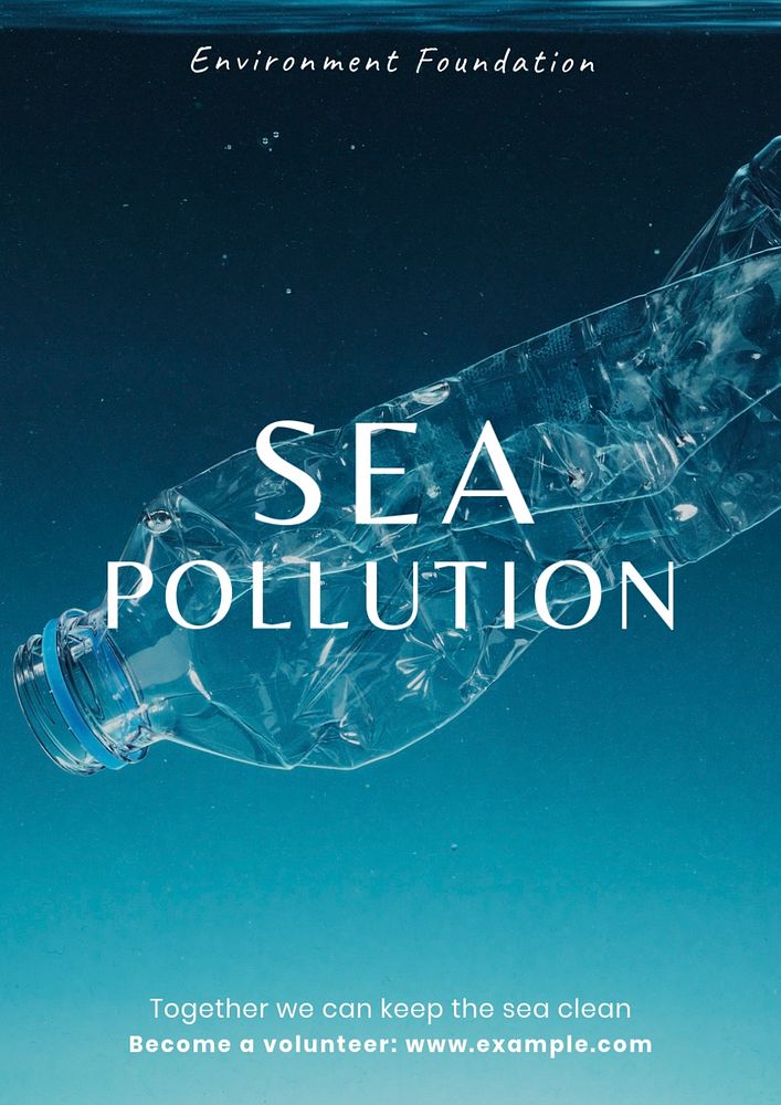 Sea pollution  poster template, editable text and design