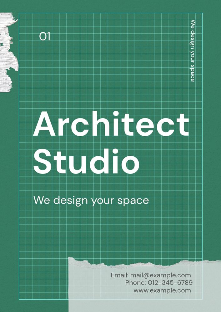 Architect studio poster template, editable text and design