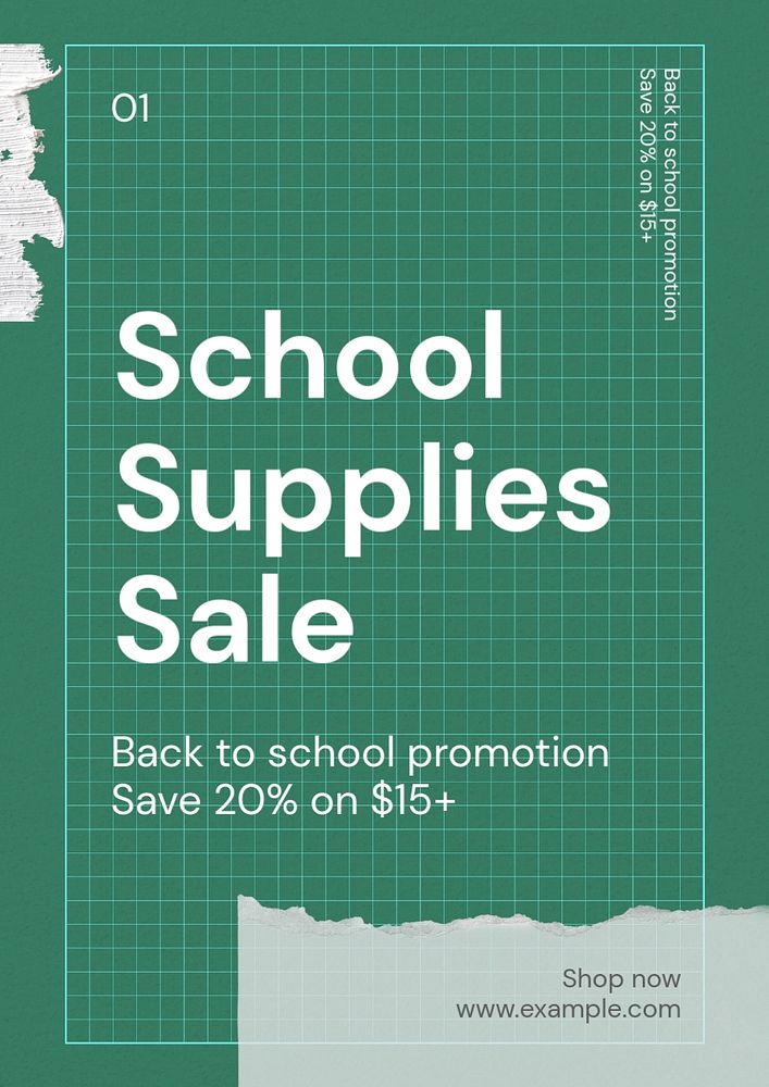 School supplies sale poster template, editable text and design