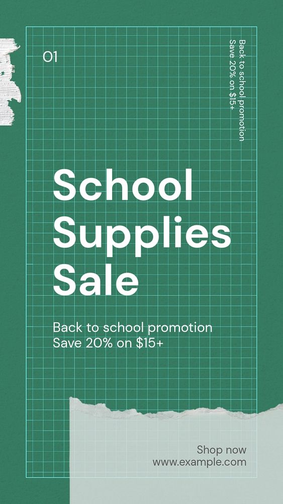 School supplies sale Instagram story template, editable text