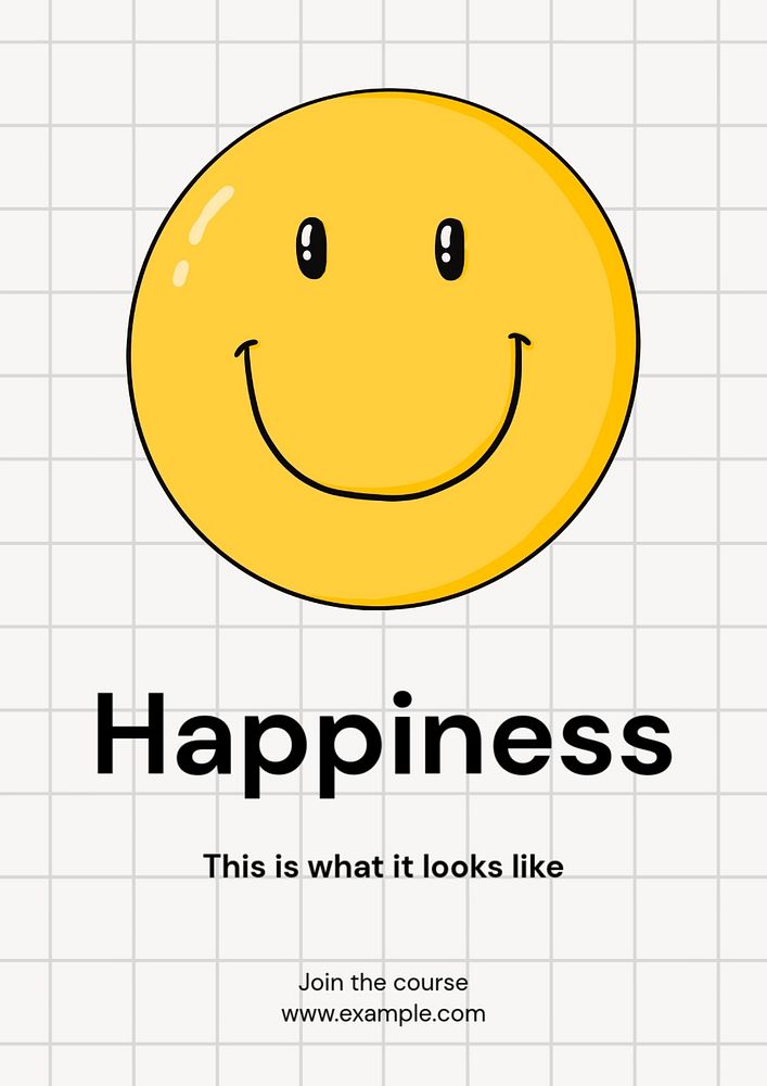 Happiness poster template, editable text and design