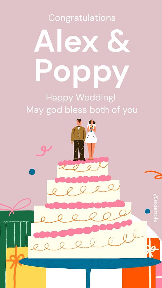 Congratulations wedding  Instagram story template, editable text