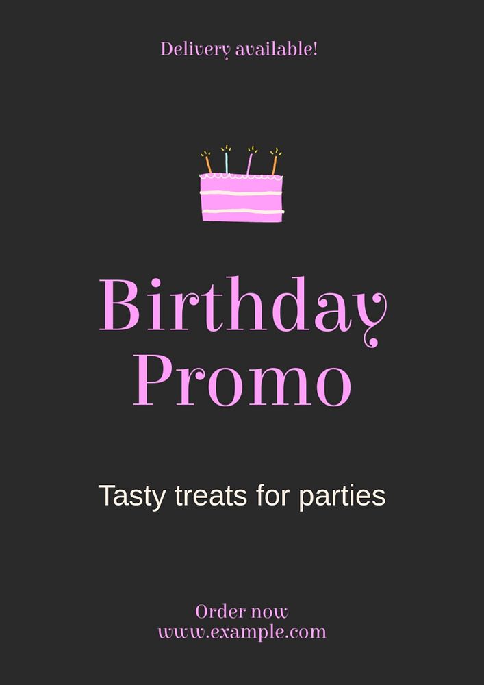 Birthday promo poster template, editable text and design