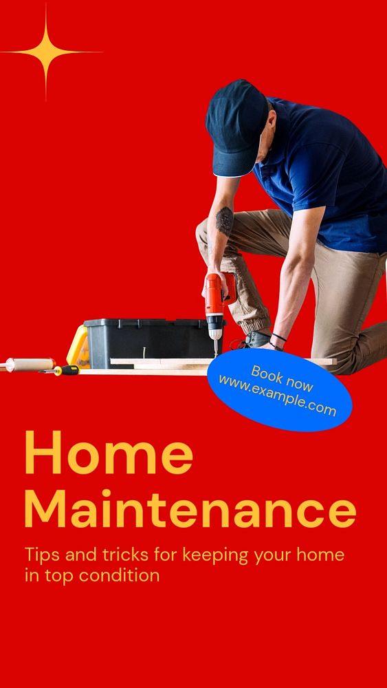 Home maintenance Instagram story template, editable text