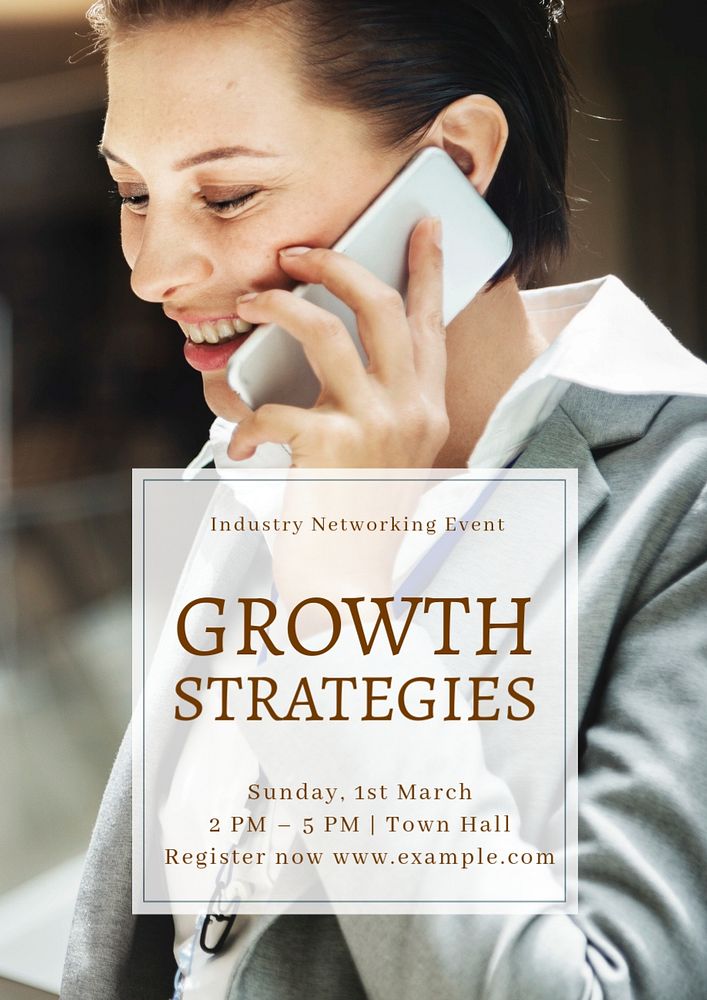 Growth strategies  poster template, editable text and design