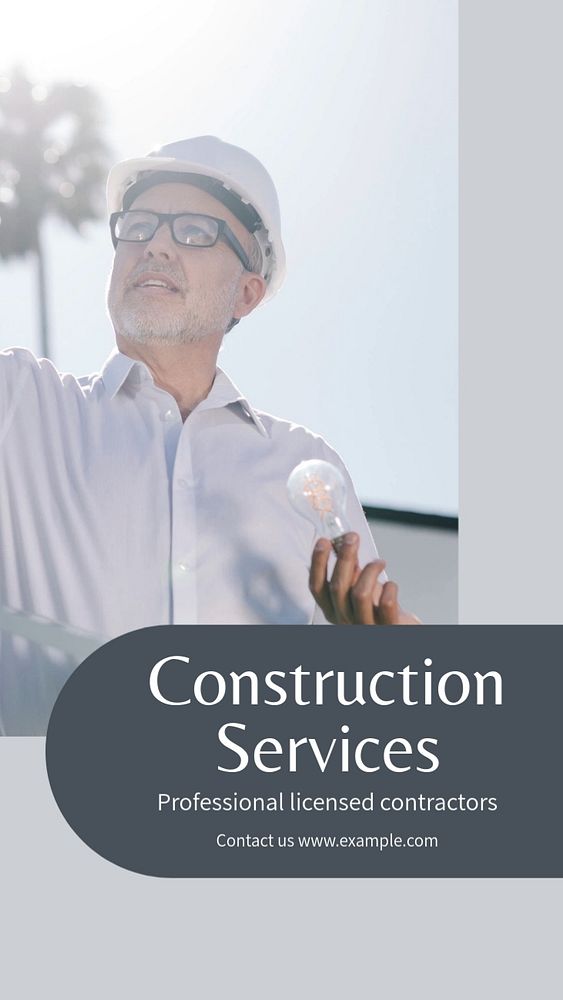 Construction services  Instagram story template, editable text