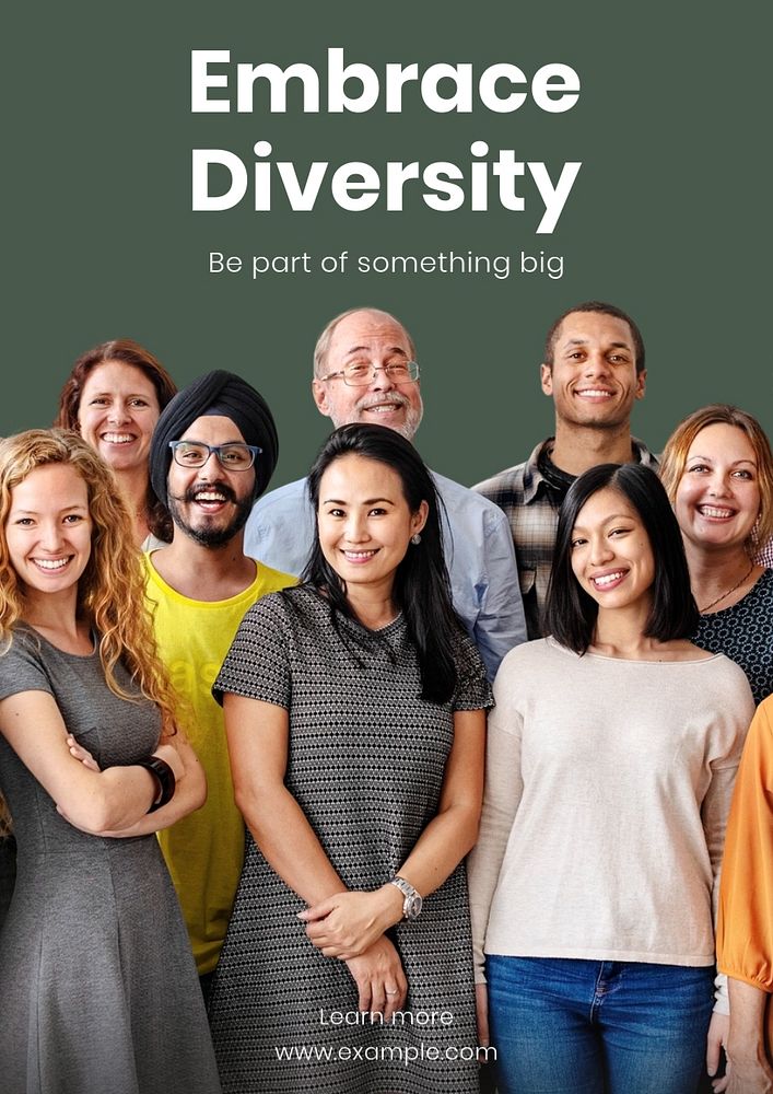 Embrace diversity  poster template, editable text and design