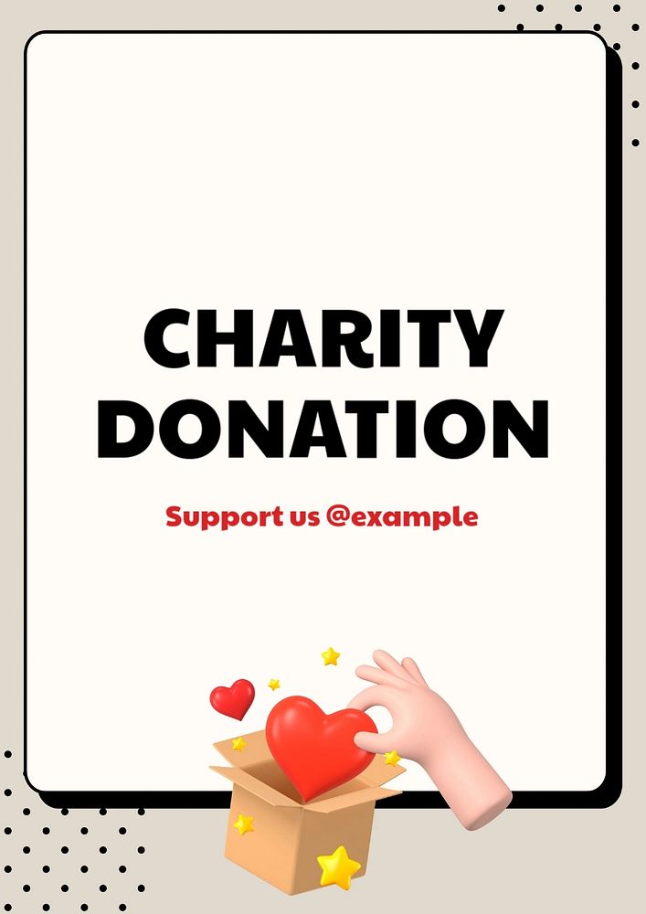 Charity donation poster template, editable text and design