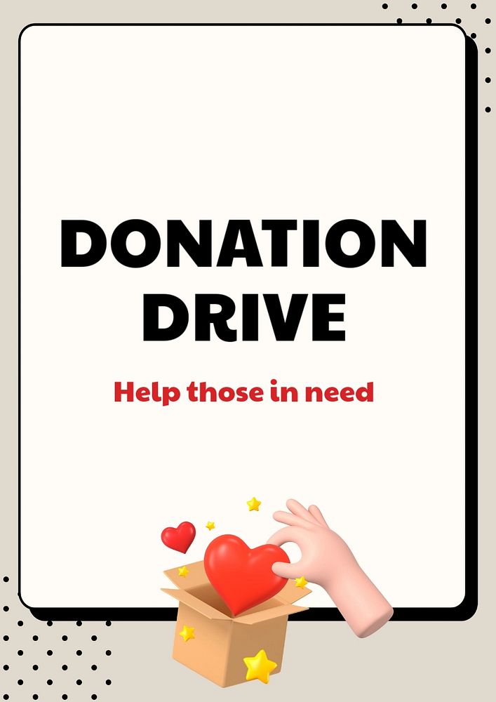 Donation poster template, editable text and design