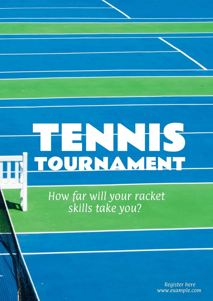 Tennis tournament poster template, editable text and design