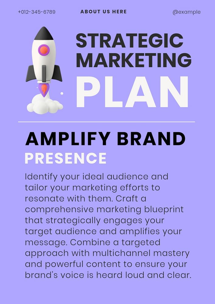 Marketing Plan poster template, editable text and design