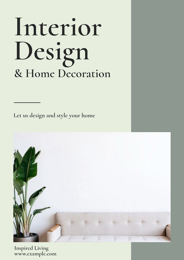 Interior design  poster template, editable text and design