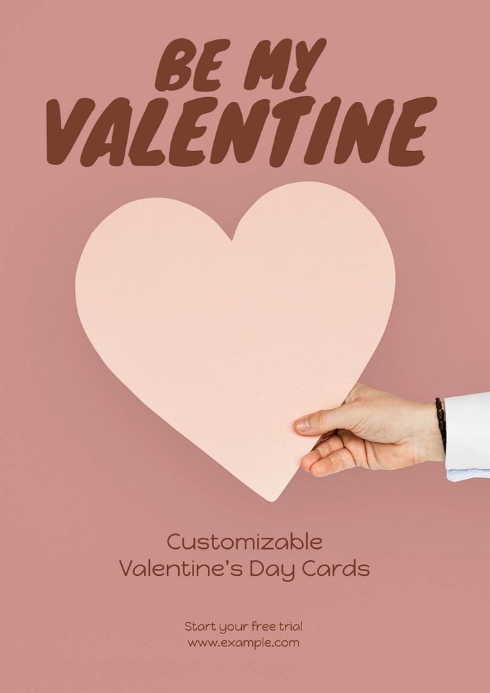 Be my valentine poster template, editable text and design