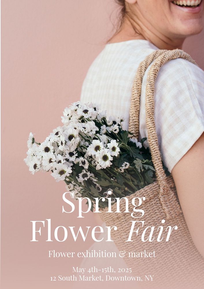 Spring flower fair  poster template, editable text and design