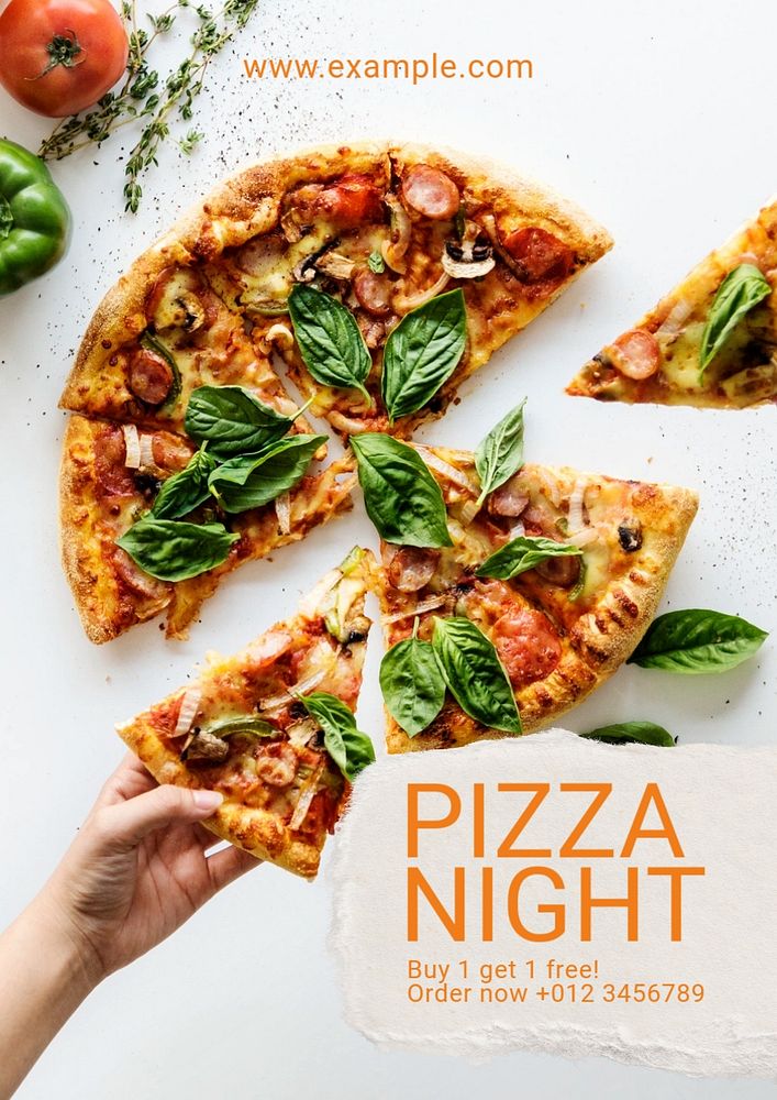 Pizza night  poster template, editable text and design