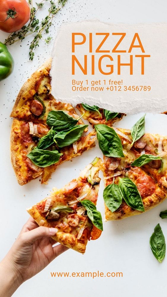 Pizza night  Instagram story template, editable text