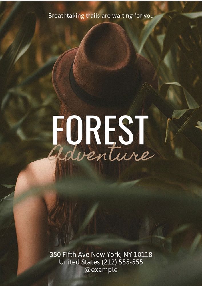 Forest adventure poster template, editable text and design