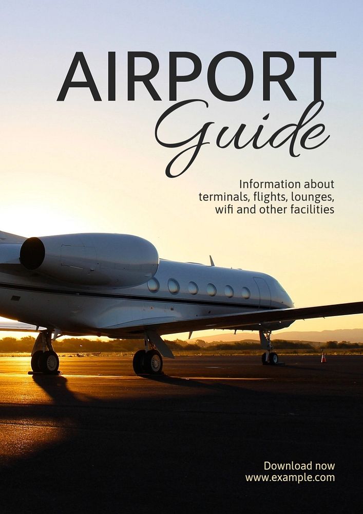 Airport guide poster template, editable text and design