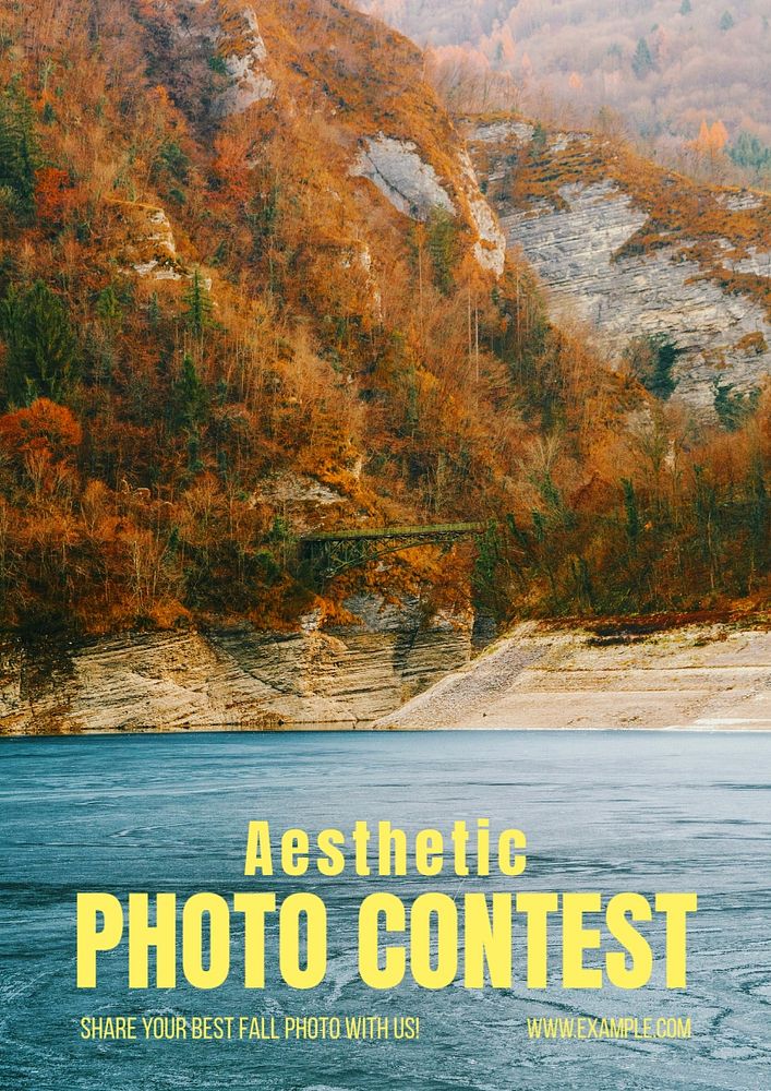 Aesthetic photo contest poster template, editable text and design