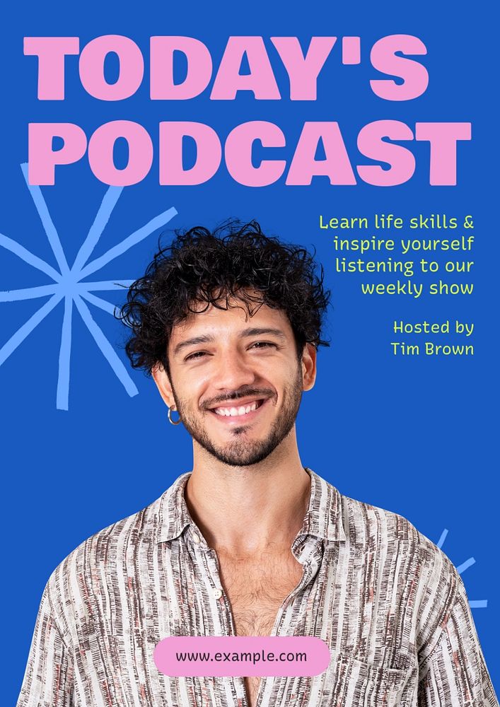 Podcast streaming  poster template, editable text and design