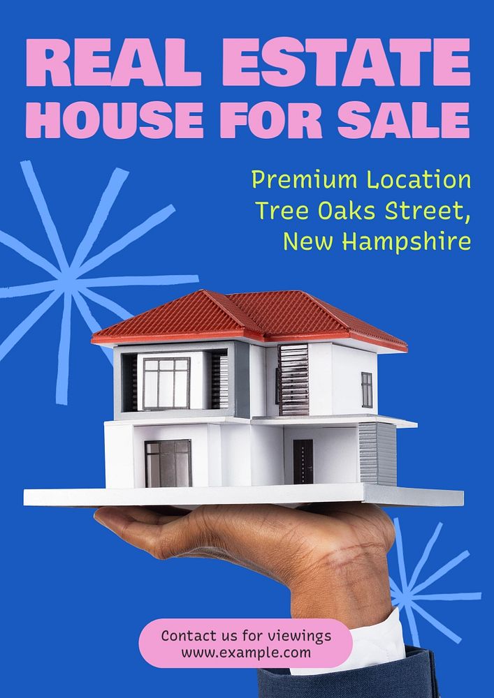 House for sale  poster template, editable text and design