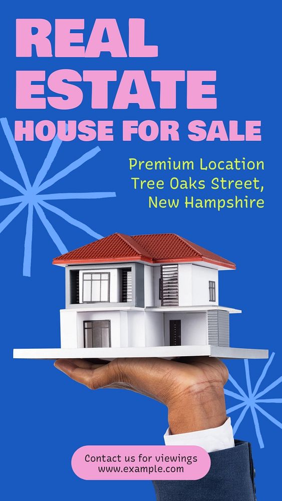 House for sale  Instagram story template, editable text