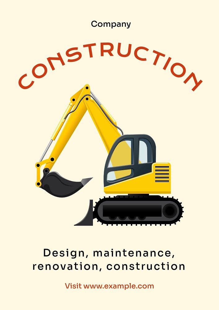 Construction company  poster template, editable text and design