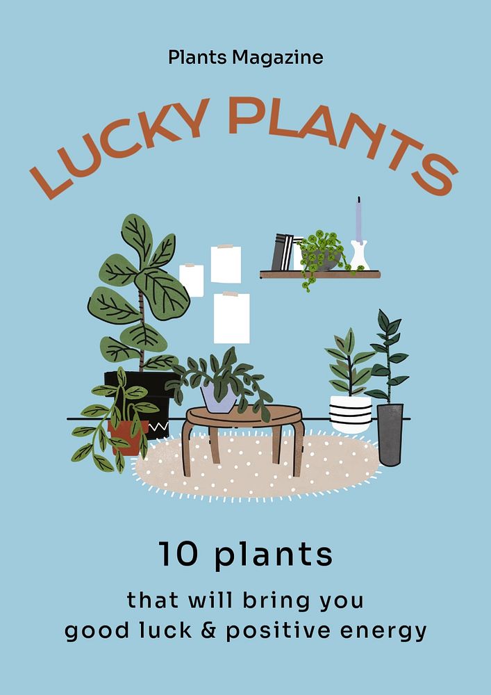 Lucky plants  poster template, editable text and design