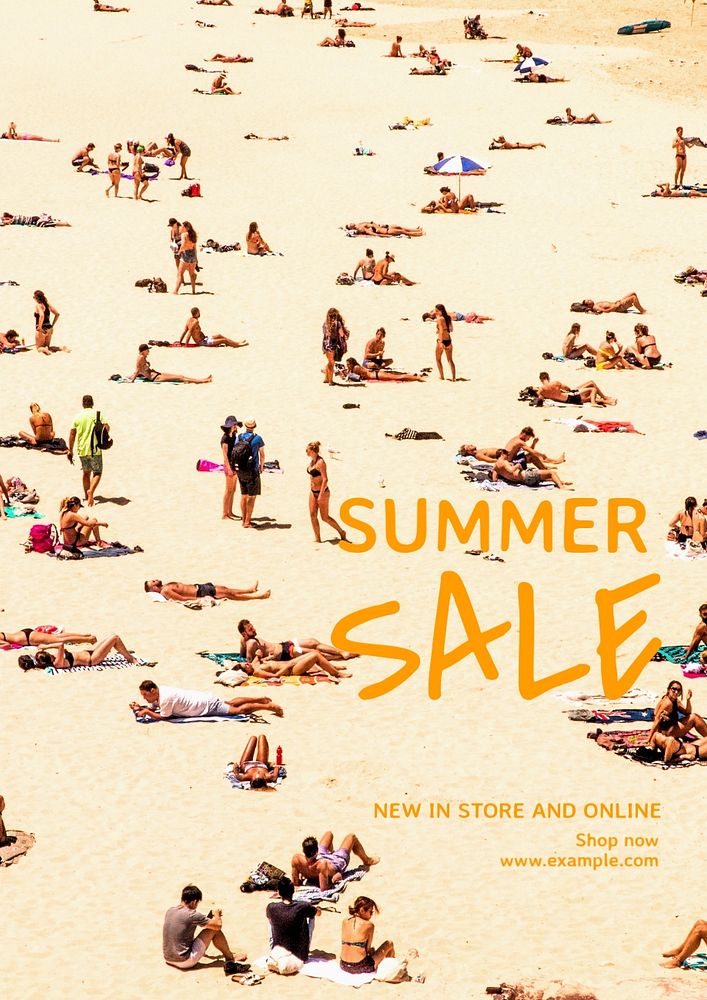 Summer sale poster template, editable text and design