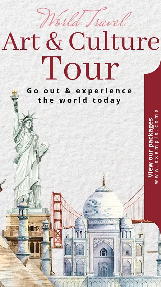 Art & culture tour  Instagram story template, editable text